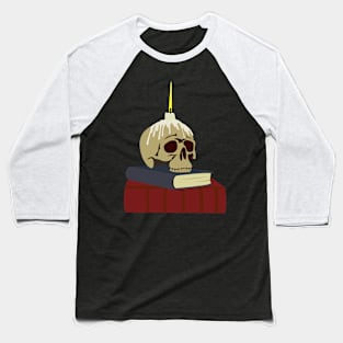 Skull on a pile of books Baseball T-Shirt